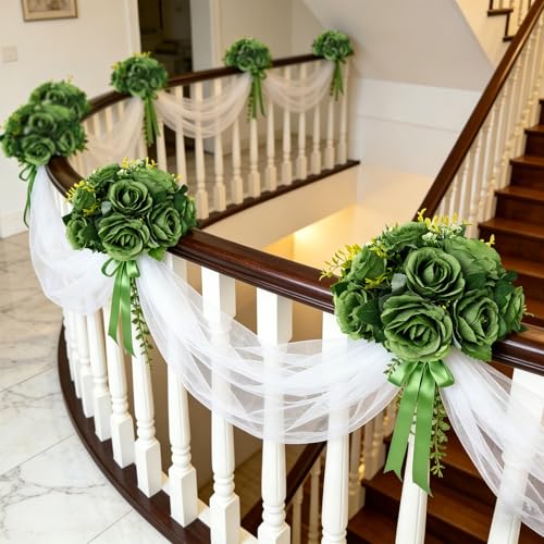 SEKNHOP 6 PCS Sage Green Roses Flower Balls for Centerpieces by SEKNHOP - Used condition - Image 4