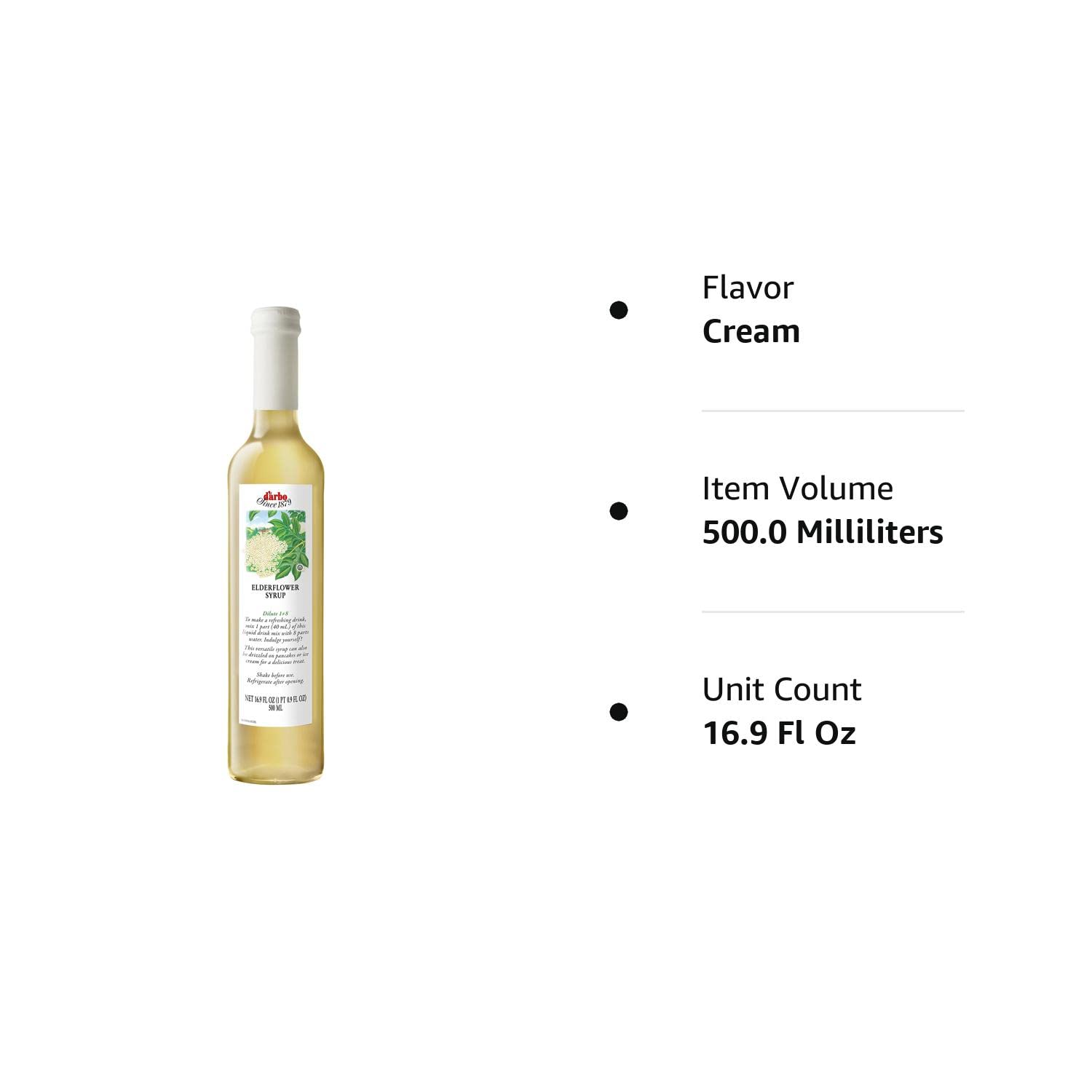 D'arbo Syrup Single Bottle Elderflower 500ml (16.9oz) Bottles From Austria