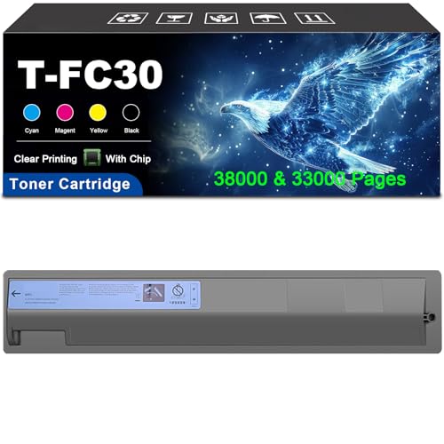 KEUWHLL Compatible for Toshiba T-FC30 Toner Cartridge 38000 & 33000 Pages, Work for E-STUDIO 2050C 2051C 2550C 2551C Printer Cyan
