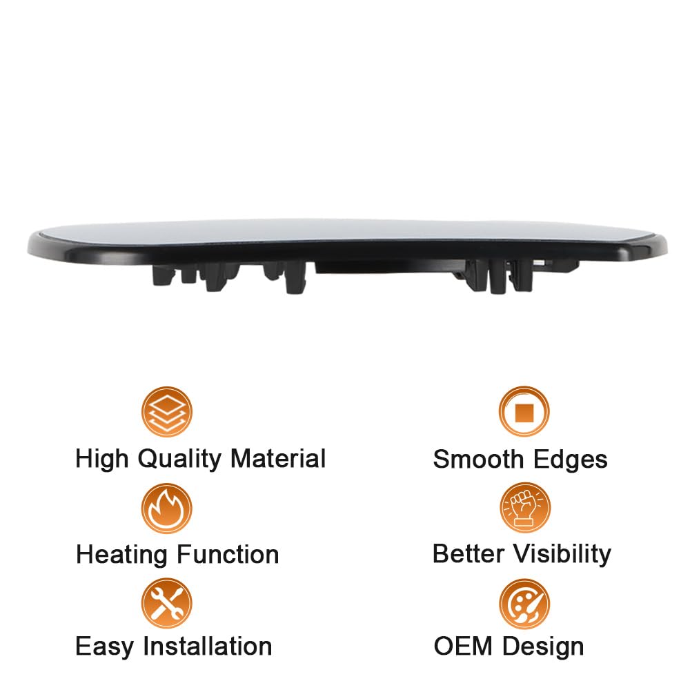 SENZEAL Vetro a specchio sostituzione per Nissan Micra K13 2010-2017 Leaf 2010-2012 Dacia Duster 2010-2013 Lodgy Dokker 2012-2021 Specchio Esterno Riscaldabile Adatto Lente di Retromarcia(Destro)