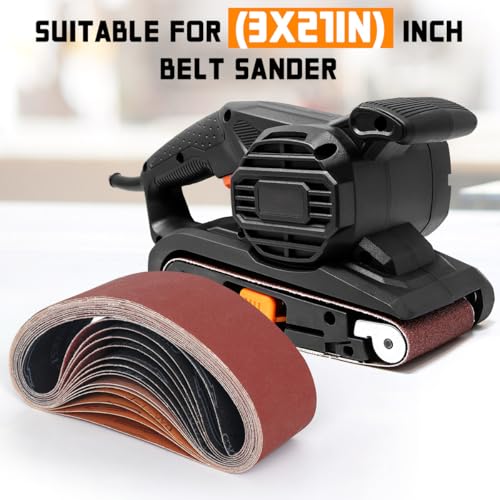 Aucenix 14Pcs Sanding Belts For Sander: 75 X 533 Mm Sander Belts With Assorted Grits (60/80/120/180/240/400/600) - Abrasive Belts For Wood Paint Metal Sanding Polishing (14Pcs - 75 X 533 Mm) - 3