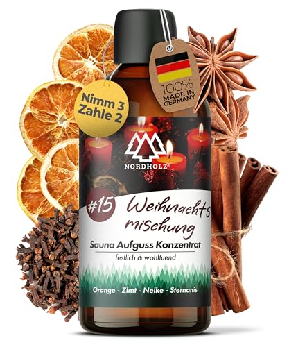 NORDHOLZ® Saunaaufguss - Sauna Aufgussmittel premium Qualität [24 Sorten - 100ml] besonderer & natürlicher Sauna Duft für intensive &...