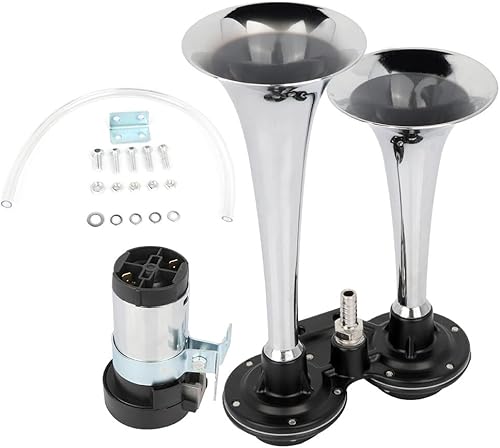 Miniatura 4 de STAYTOP Bocina de tren eléctrica de doble trompeta de 150 dB con compresor de aire, bocina de tren de camión, bocina de aire ruidosa para automóvil,