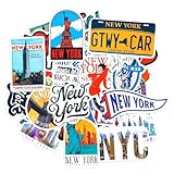 Lot de 50 autocollants de voyage de l'État de New York sur le thème des États-Unis - Autocollants imperméables pour scrapbooking, journaux, valises, cartes de voyage, ordinateur portable, skateboard,