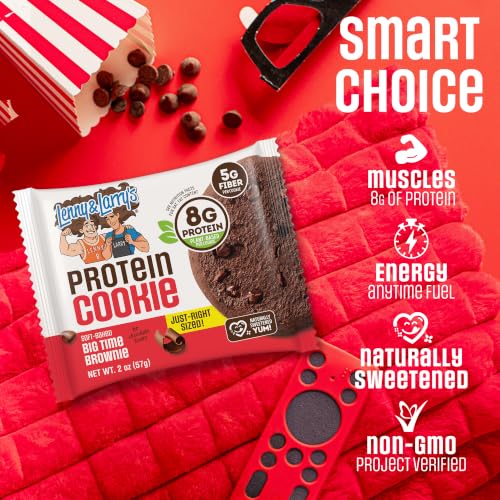 Image of Lenny & Larry's Protein Cookie, Big Time Brownie - High Protein Snacks with 8g Plant Protein, 5g Fiber, Soft-Baked, Vegan, Non-GMO | 2oz, Pack of 12