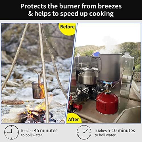 Camping Accessories Cooking Stove Windshield - Outdoor Camping Holiday Essentials Gadgets Wood Butane Gas BBQ Stove Windscreen 10 Plates Portable Camping Cooker Wind Breaks for Beach Fishing Equipment