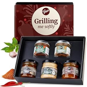 Gepp's Feinkost Grilling me softly I Männergeschenk mit Gewürzen & BBQ Saucen I Grillgeschenk für Männer I Geschenk mit Spezialitäten wie Magic Spice Gewürz & Whiskey Pfeffer