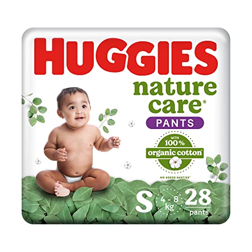 Image of Huggies Nature Care Pants, Small Size Diaper Pants, 28 Count & Mamaearth Natural Repellent Mosquito Patches For Babies with 12 Hour Protection,White,Pack of 1