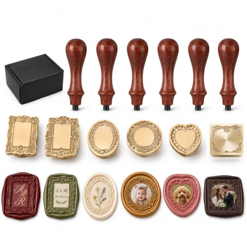 CESTOLA Vintage Frame Wax Seal Stamp Kit for Wedding Invitations 6Sets