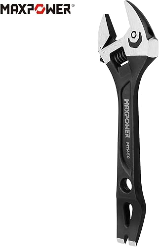 Miniatura 8 de MAXPOWER Llave ajustable de 12 pulgadas, llave de demolición multifuncional 3 en 1 con cara de martillo y barra de palanca de extremo funcional