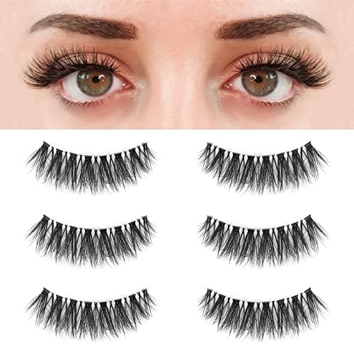 Lashes Natural Look False Eyelashes - Bepholan Fake Eyelashes 3D Super Fluffy False Lashes Clear Band Wispy Lashes 3-Pack Faux Mink Lashes,XMZ24-3