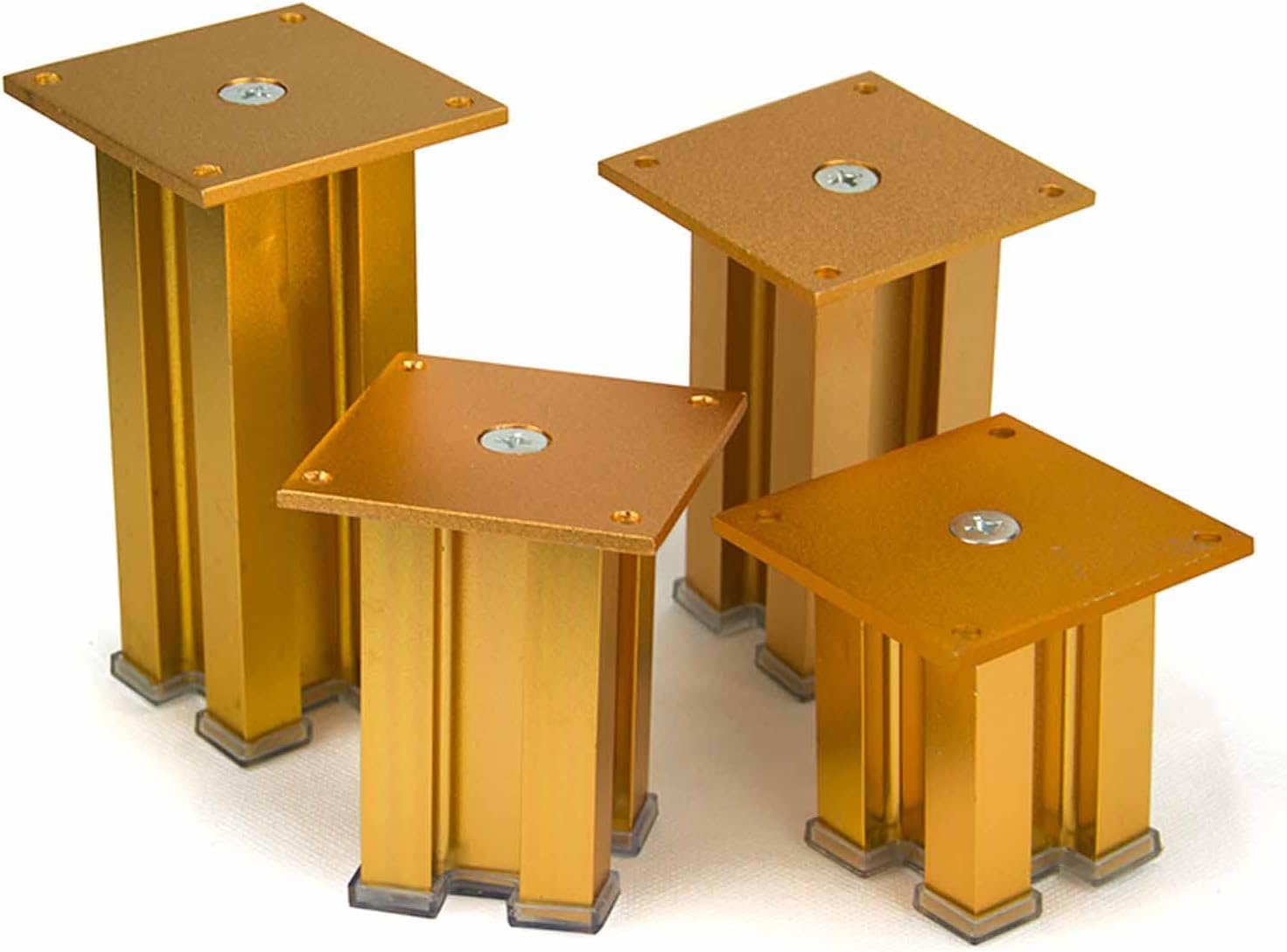 Set of 4 Modern Furniture Legs, Replacement Metal Sofa Feet, DIY Table Support Legs Parts Furniture Riser, for Cabinet Bed Cupboard Chair Desk Ottoman (6cm/2.36in,Gold)