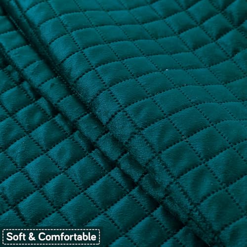 Image of HOKIPO Quilted Sofa Cover 3 Seater and 2 Seater Set - 5 Seater Sofa Cover (3+2) for Seat & Back | 'Quilt Classic' Teal (IN-927 * 2+926 * 2-Teal)