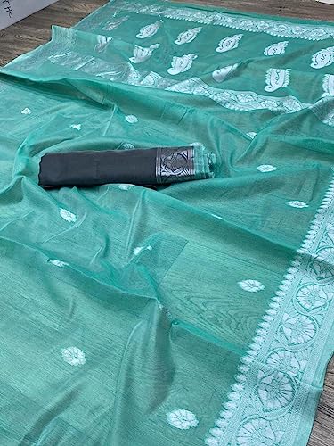 Image of Flosive Women's Cotton Saree With Blouse Piece
