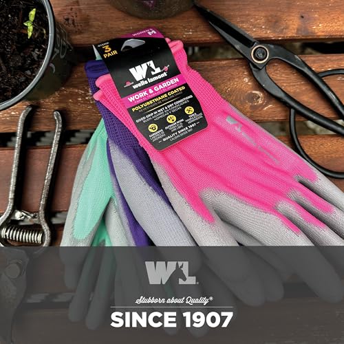 Image of Wells Lamont Gardening Gloves for Women - Breathable Polyester, Seamless Fit - PU-Coated Palm for Grip & Durability