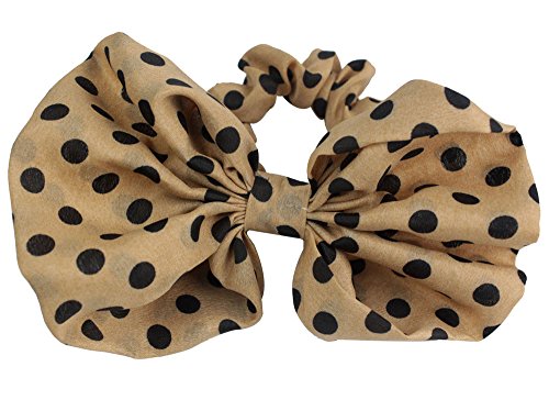 Khaki Lovely Big Rabbit Ear Bow Headband Ponytail Holder Hair Tie Band Korean Style