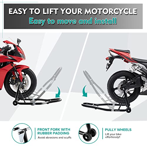 image for Donext Motorcycle Stand 850LB Sport Bike Front and Rear Wheel Lift Swi