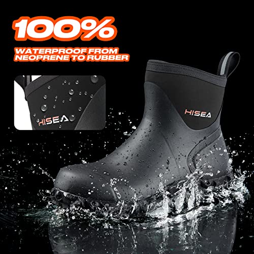Image of HISEA Men's Rubber Rain Boots Waterproof Ankle Neoprene Garden Shoes
