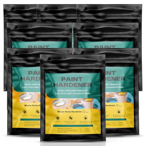 8 Packs Waste Paint Hardener - Fast Acting Solidifier for Disposal - Paint Hardener for Disposal for Acrylic & Latex - Quick Easy and Safe