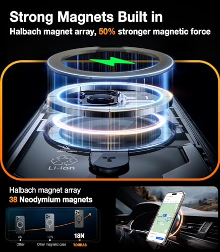 Image of TORRAS Magnetic Ostand Designed for iPhone 15 Pro Max Case, [Military Grade Drop Tested][Compatible with MagSafe][Build in Kickstand] Clear Slim Hard Back Soft Edge Anti-Fingerprint, Clear Grey