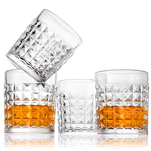 Lighten Life Old Fashioned Whiskey Glass Set,Crystal Bourbon Glass in Gift Box,10.5 oz Premium Scotch Glass ,Lowball Rock Glass for Whiskey,Scotch,Cocktail
