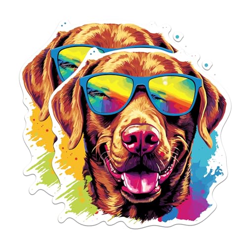 (2 Pack) Chesapeake Bay Retriever Dog Stickers - Chesapeake Bay Retriever with Sunglasses - Choose FromOver 100 Dog Breeds - 5 Inches On Longest Side - Premium Vinyl - Made in USA - BMCS0336