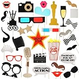 LASLU Movie - Hollywood Party Photo Booth Props Kit - 33 Count
