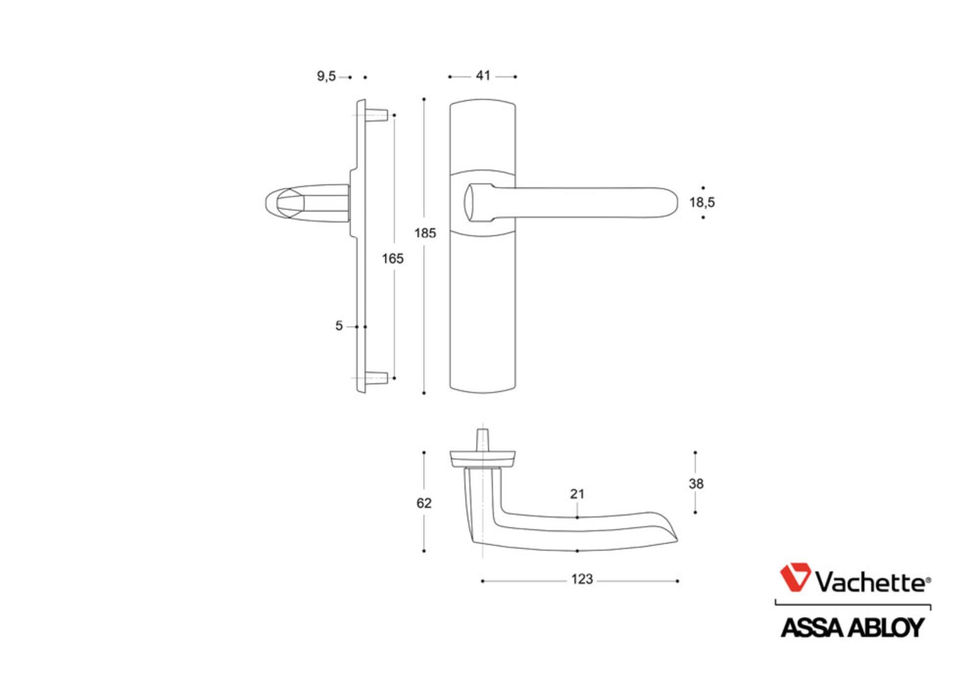 Vachette Set de Poignée de Porte sur Plaque SCULT - Version Clé I pour Porte d'Entrée/Cave/Abris de Jardin - Entraxe 165 mm - Matériau Zamak Résistant - Garantie 10 Ans - Finition Diamant Noir