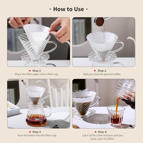 Bincoo Gotejador de café, com 50 filtros de café reutilizáveis, máquina de café com alça, despeje ca