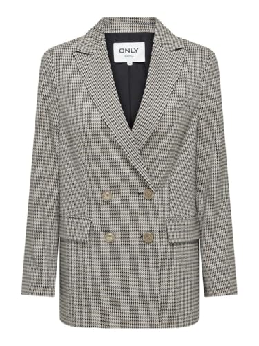 Blazer check femme ONLY Onllettie veston noir et cloud dancer tailleur taille 40
