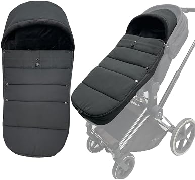 Stroller Warm Footmuff Compatible with Cybex Priam & Cybex Mios & Cybex Balios, Stroller Repellent Winter Bunting Bag - Soft Lining and Splashproof Surface - Machine Washable Black