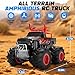 1:16 Waterproof Monster Truck Toys RC Cars, 2.4GHz Remote Control Truck for Kids Boy Ages 8,9,10,11,12 Years Old, 4WD All Terrain Off-Road with LED Lights RC Boat for Boy Girl Birthday Gift - Red