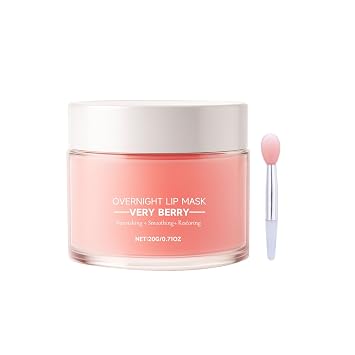 Lip Mask Overnight, Lip Sleeping Mask Repair Hydrating & Soothing Lip Balm Treatment for Dry, Chapped Lips, Long Lasting Plumps & Moisturizes, Gently Exfoliates & Reduce Fine Lines Berry