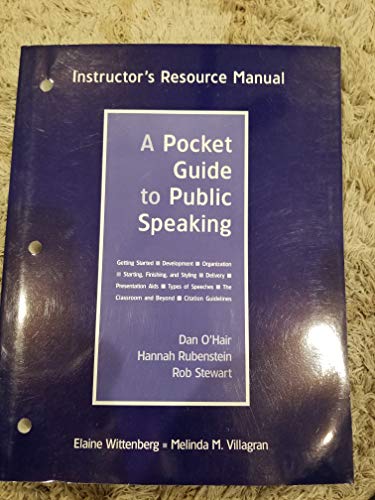 A Pocket Guide to Public Speaking Instructor's ... 1457601893 Book Cover