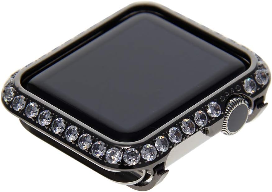 Callancity 38mm Big Size Bling Rhinestone Diamond Case Crystal Bezel Face Cover Compatible with Apple Watch Series 3/2/1