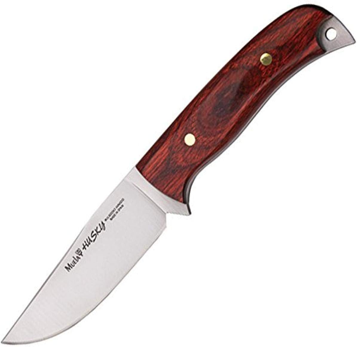 MUELA HUSKY-10R Rosewood Pakkawood Handle Hunting Knife with Leather Sheath
