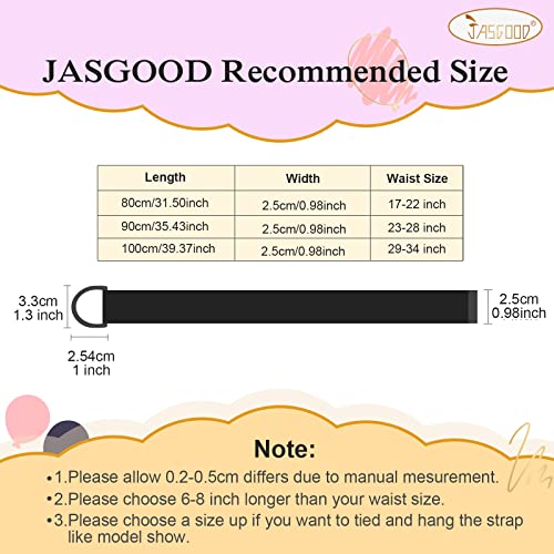 Jasgood Boy's Belts Kids Canvas Web Belts Football Belts With Double D-Ring Buckle, A-Black+Grey, Suit Waist Size 17-22 Inches #TOP6