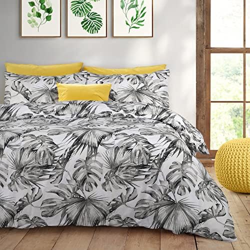 Velosso Tropical Palm Leaves Floral Easycare Bedding Set with Pillowcases (Green, Single)