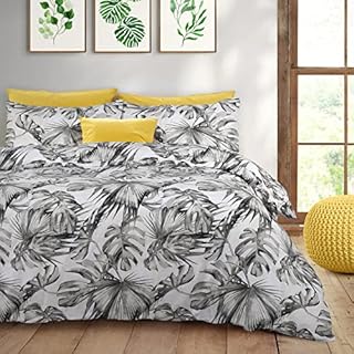 Velosso Tropical Palm Leaves Floral Easycare Bedding Set with Pillowcases (Green, Single)