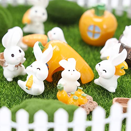 Dekewe 21Pcs Miniature Fairy Garden Accessories, Fairy Garden Kit Fairy House Animal Figurines Mini Landscape For Garden Dollhouse Potted Plant Bonsai Terrarium Décor Easter Decoration #TOP3