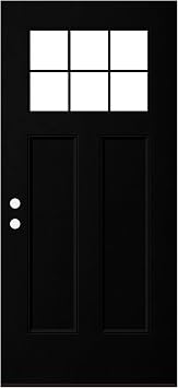 36 * 80 Front Door Slab-Fiberglass Entry Door Leaf-Reversible Craftsman Exterior Door with Low-E GlassInswing/Outswing Right 35.75 * 80, Black