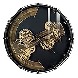 SevenUp Oversized Retro Metal Wall Clock, 23.6' Vintage Industrial Rustic Silent Non Ticking Gear Clocks, Silent Non Ticking Quartz Decorative Clocks, for Living Room Bedrooms Lounge (23.6 inches)