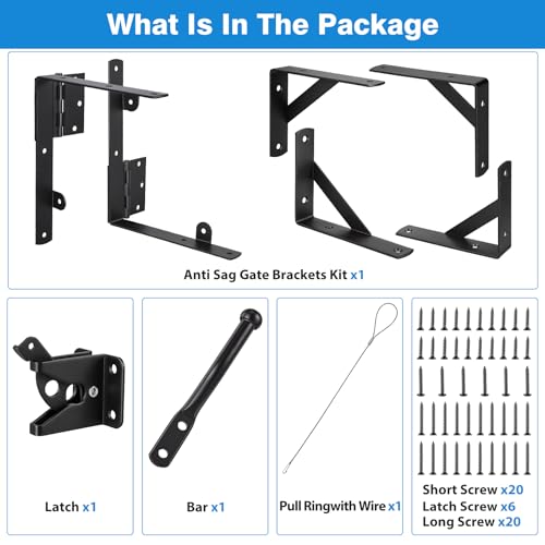 1 Set Anti Sag Gate Kit Gate Hardware Heavy Duty Fence Gate Kit No Sag Corner Brace Bracket for Wooden Fence with Self-Locking Gate Latch by Spuspk - Used condition - Image 4