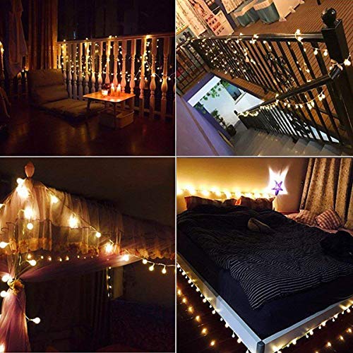 33Ft Indoor/Outdoor String Lights Battery Powered 100 Led Globe String Lights Waterproof Starry Lights With Remote & Timer Hanging Lights String For Wedding Patio Garden Party Xmas Tree, Warm White #TOP1