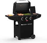Barbecook Barbecue à gaz Luca 312 avec armoire et réchaud latéral noire 133.4x60.3x112.3cm - 1