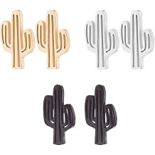 YUNXI 3 Pairs Cactus Earrings Sterling Silver Cactus Stud Earrings for Women Hypoallergenic Small Tiny Cactus Studs Jewelry Birthday