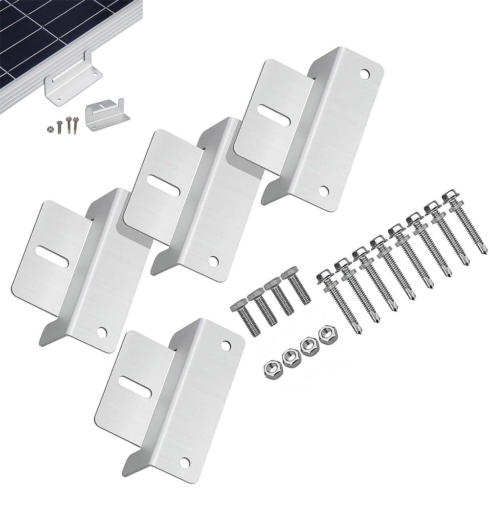 Silver Tmz® Solar Panel Brackets, 4Pcs Aluminum Solar Panel Roof Mount Z Bracket With Nuts And Bolts, Solar Panel Mounting Brackets For Motorhome Boat Roof