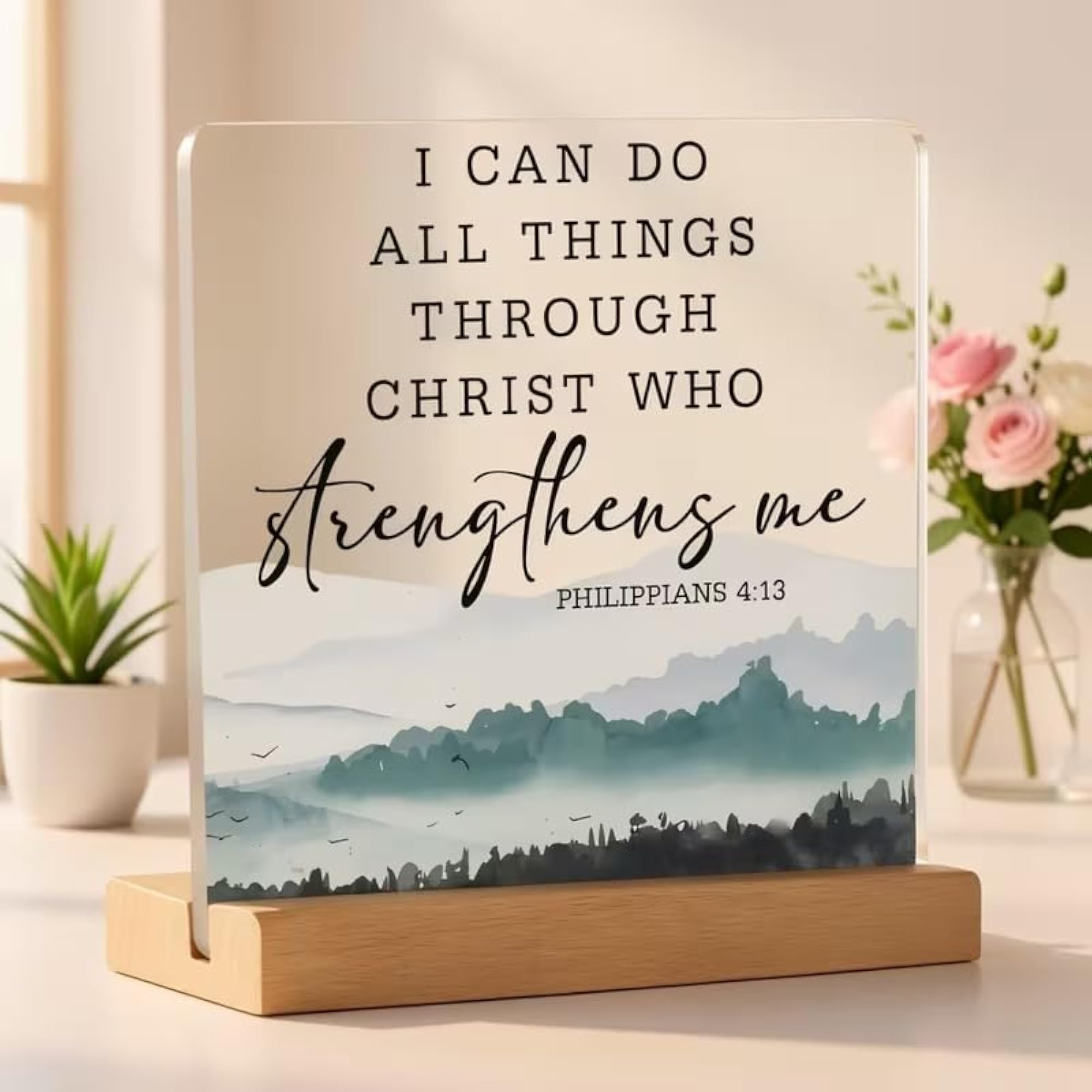 Philippians 4:13 Bible Verse Acrylic Table Frame