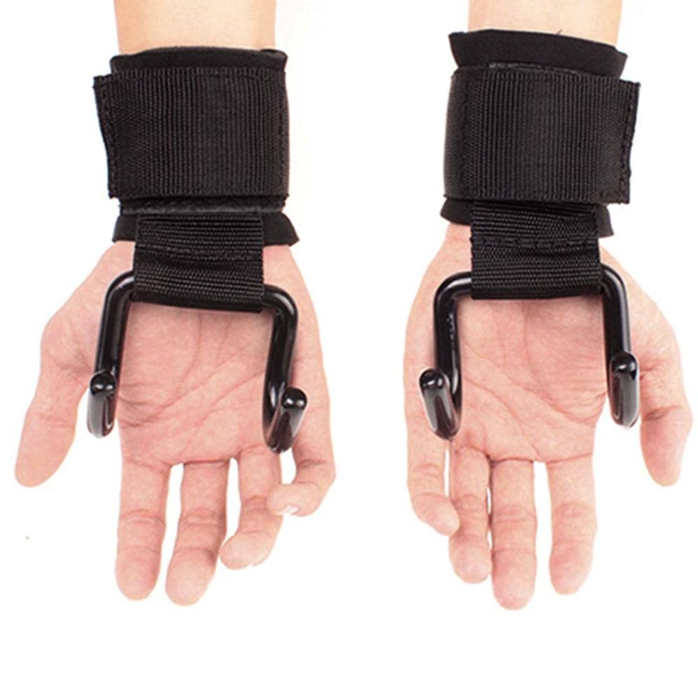 Zughilfen Haken Bodybuilding Handgelenkbandage Krafttraining Zughilfe Fitness Gewichtheben Klimmzughaken Gewichtheberhaken Straps Power Lifting Hooks Latzughilfen