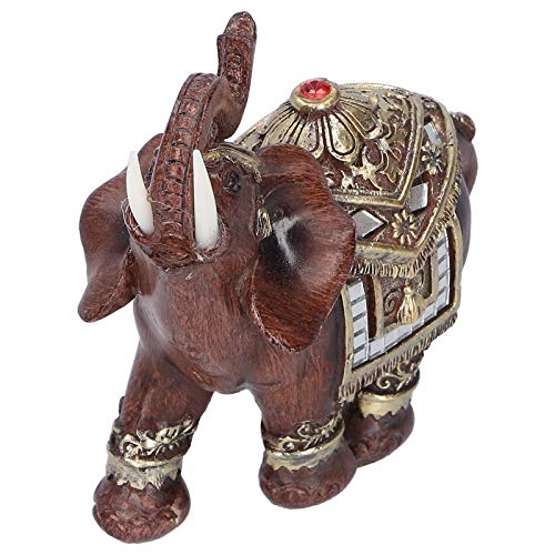 象の像の置物、エレ風水、ホームリールーム用の手作りのデスクトップ装飾品、セニアル服付きの幸運の象、 (Top red medium s)